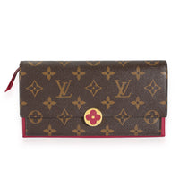 Louis Vuitton Monogram Canvas & Aurore Leather Flore Wallet