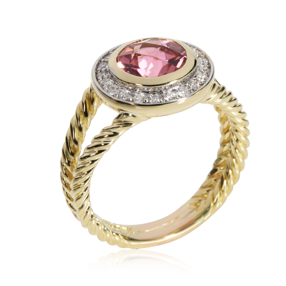 David Yurman Cable Ring with Diamonds Tourmaline in 18K Yellow
