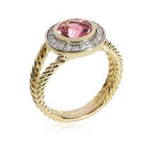 David Yurman Cable Ring with Diamonds & Tourmaline in 18K Yellow Gold 0.21 CTW