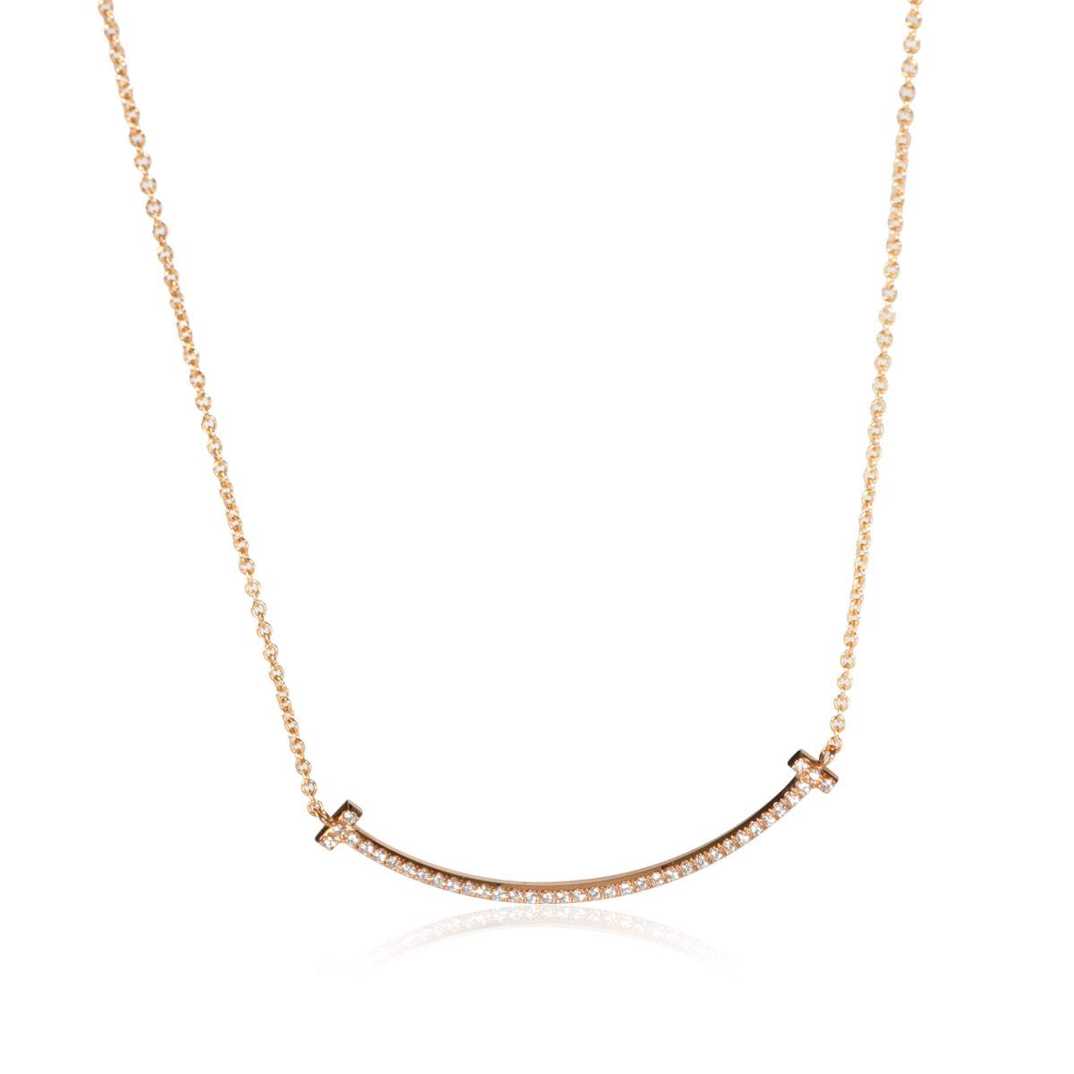 Tiffany & Co. T Smile Diamond Necklace in 18K Rose Gold 0.10 CTW
