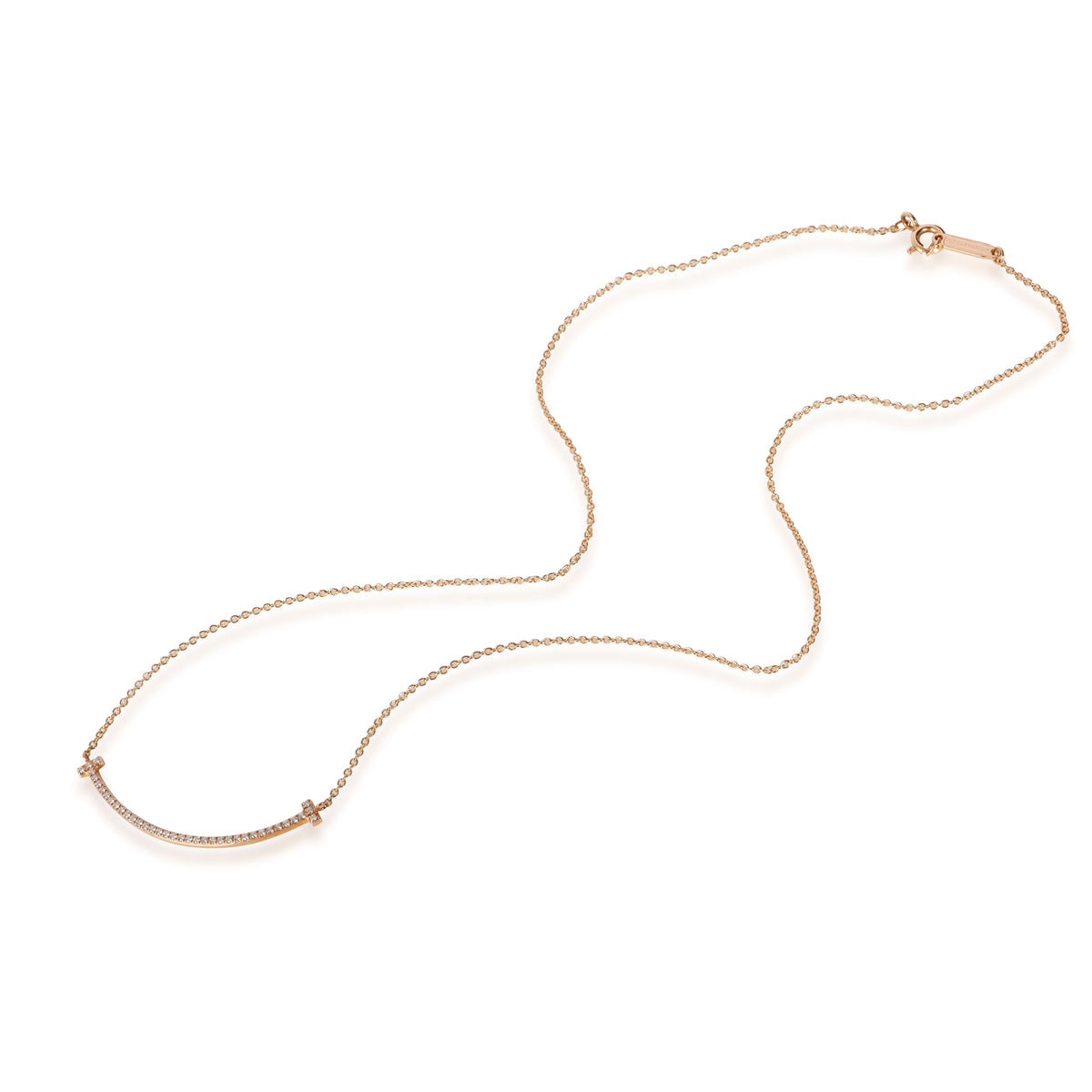Tiffany & Co. T Smile Diamond Necklace in 18K Rose Gold 0.10 CTW