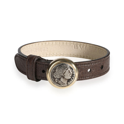 Bulgari Monete Brown Leather Bracelet