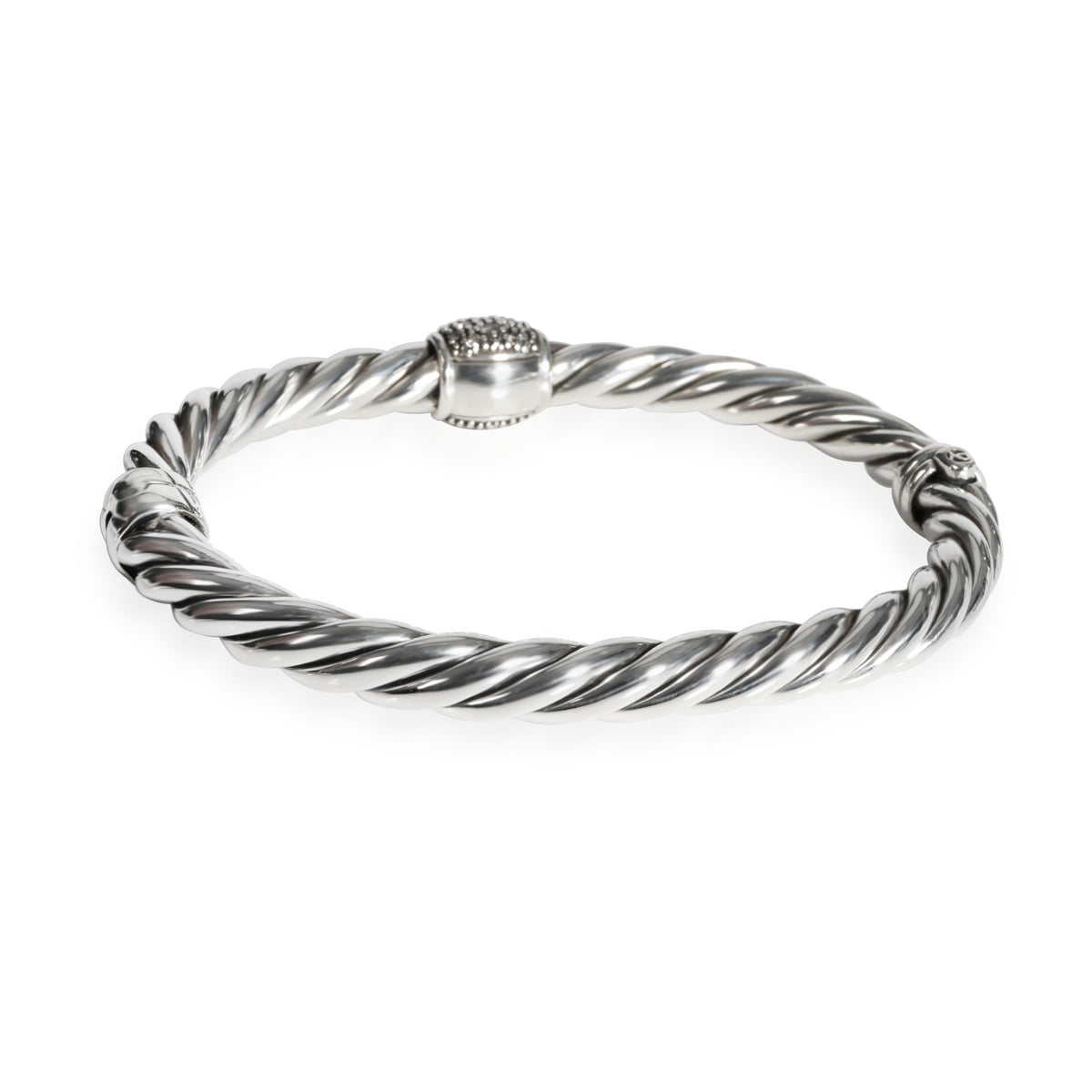 David Yurman Cable Diamond Bangle in  Sterling Silver 0.30 CTW