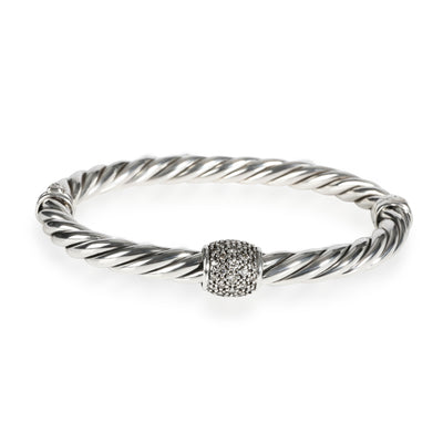 David Yurman Cable Diamond Bangle in  Sterling Silver 0.30 CTW