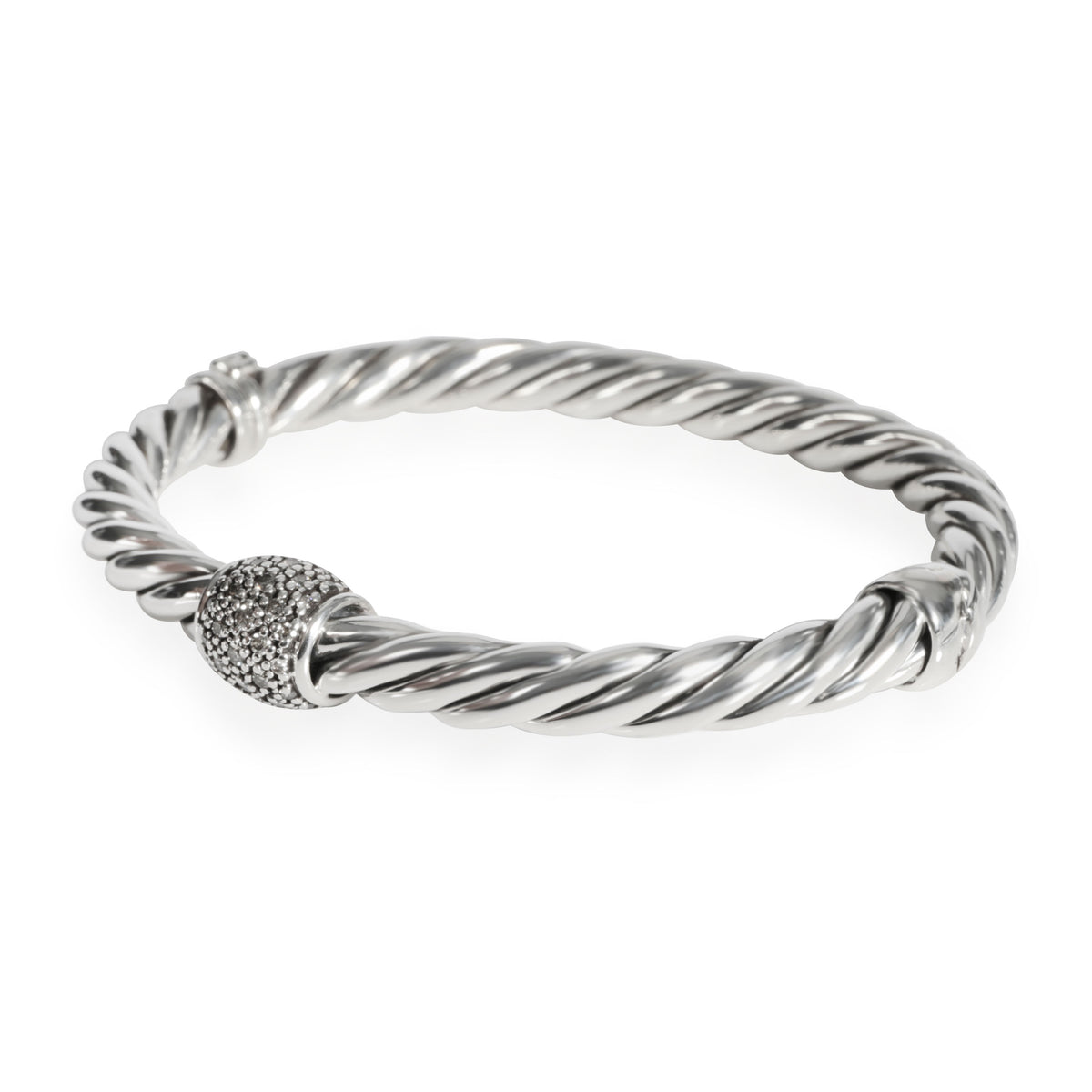 David Yurman Cable Diamond Bangle in  Sterling Silver 0.30 CTW