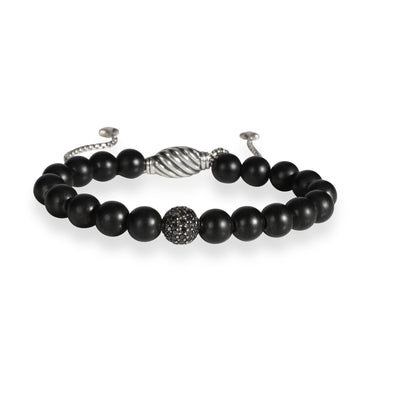 David Yurman Spiritual Beads Diamond & Onyx Bracelet in  Sterling Silver 1.49CTW
