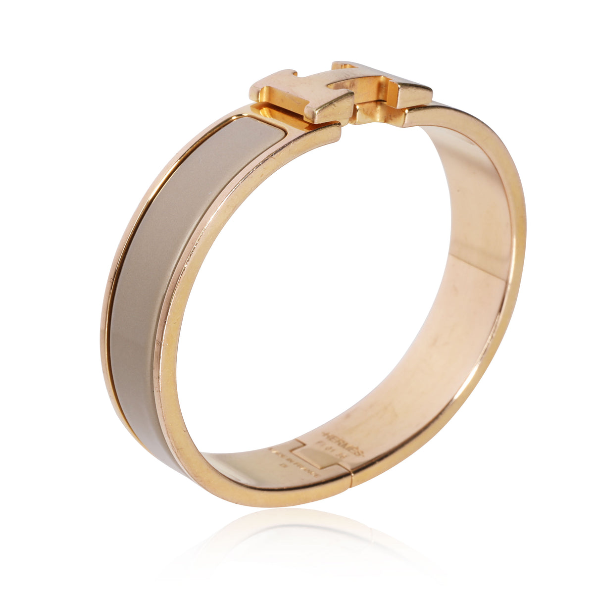 New Hermès CLIC H bracelet Taupe Gold-plated ref.191429 - Joli Closet