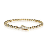 Bezel Set Sapphire Diamond Tennis Bracelet in 14K Yellow Gold 2.95 CTW