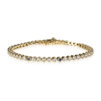 Bezel Set Sapphire Diamond Tennis Bracelet in 14K Yellow Gold 2.95 CTW