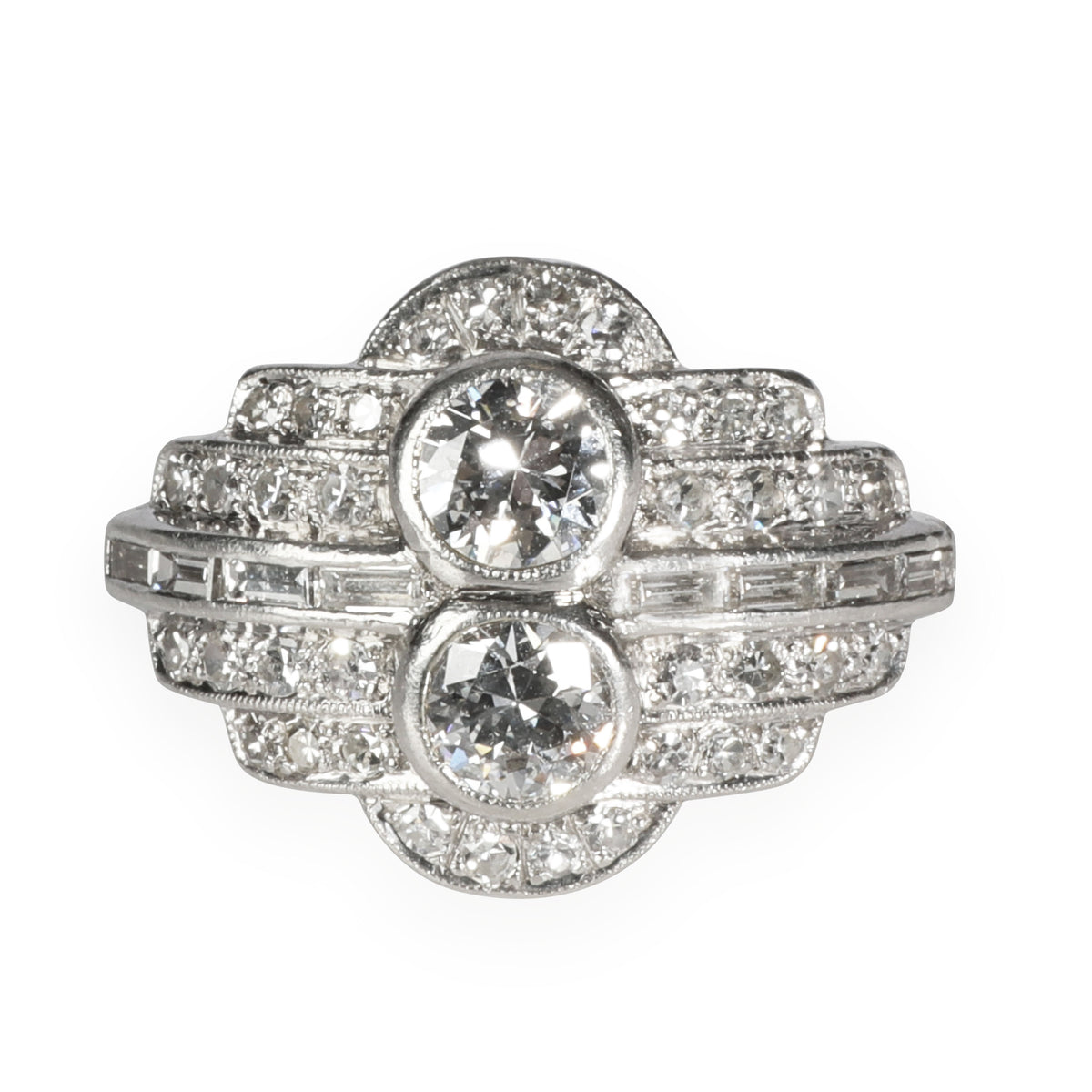 Vintage Art Deco Cocktail Diamond Ring in  Platinum E-F VS 1.65 CTW