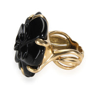 Chanel Camelia Onyx Ring in  Yellow Gold