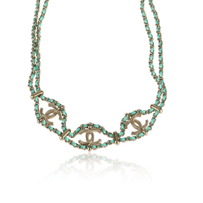 Chanel B18 C Green Woven Choker Necklace