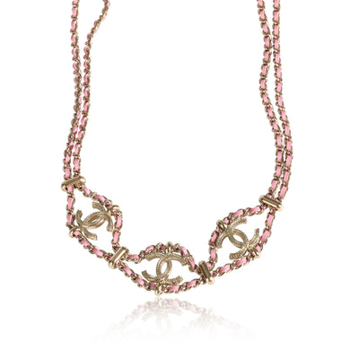 Chanel Cruise 2018 Pink Woven Wrap Necklace