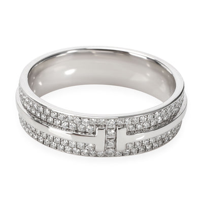 Tiffany & Co. T Pave Diamond Band in 18K White Gold 0.57 CTW