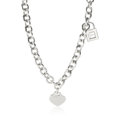 Return to Tiffany Heart Tag Necklace with F Charm in Sterling Silver