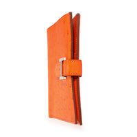Hermès Tangerine Ostrich Compact Bearn Wallet PHW