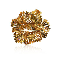 Tiffany & Co. Vintage Ruby Diamond Brooch in 18K Yellow Gold 0.32 CTW