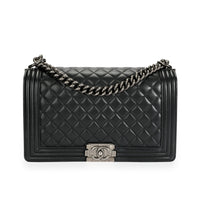 Chanel Black Lambskin Quilted Large Boy Bag