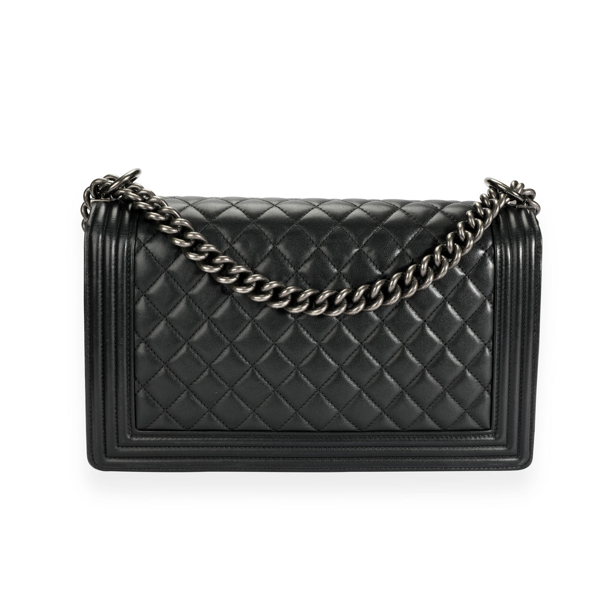 Chanel Black Lambskin Quilted Large Boy Bag