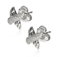 David Yurman Cable X Diamond Stud Earring in  Sterling Silver 0.20 CTW