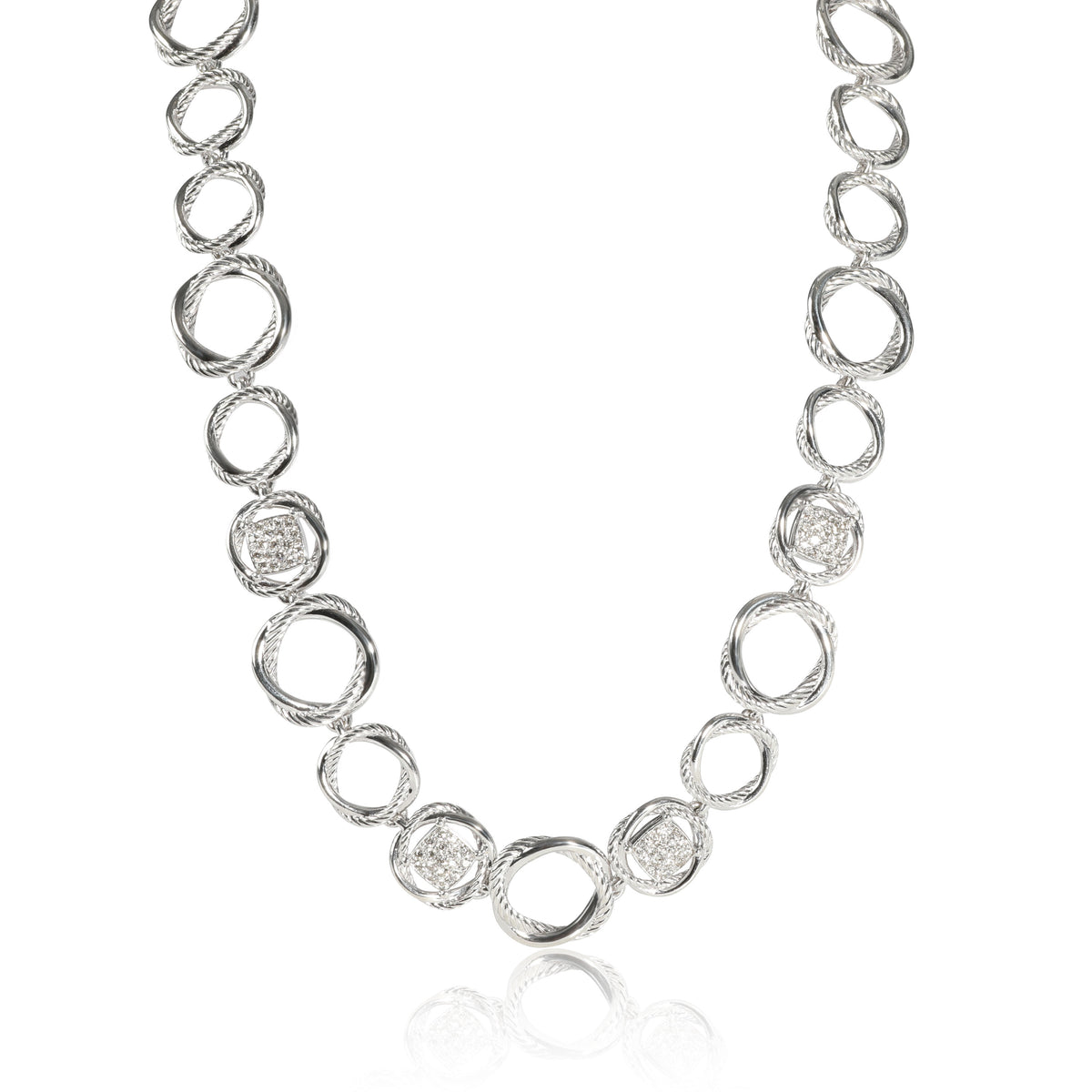 David Yurman Infinity Diamond Necklace in  Sterling Silver 0.80 CTW