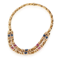 Bulgari Prestige Diamond & Sapphire Necklace in 18K Yellow Gold 7.60 CTW