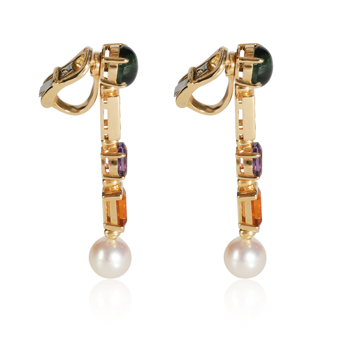 Bulgari Allegra Diamond & Gemstone Drop Earrings in  18KT Yellow Gold 0.36 CTW