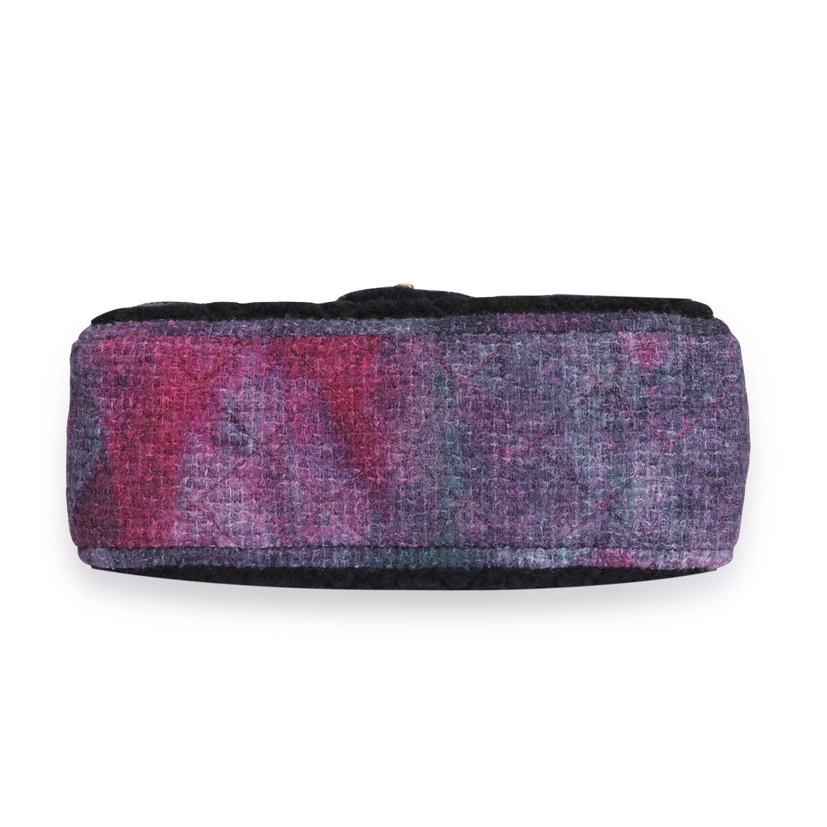 Chanel Navy Shearling & Purple Tweed Jumbo Single Flap Bag
