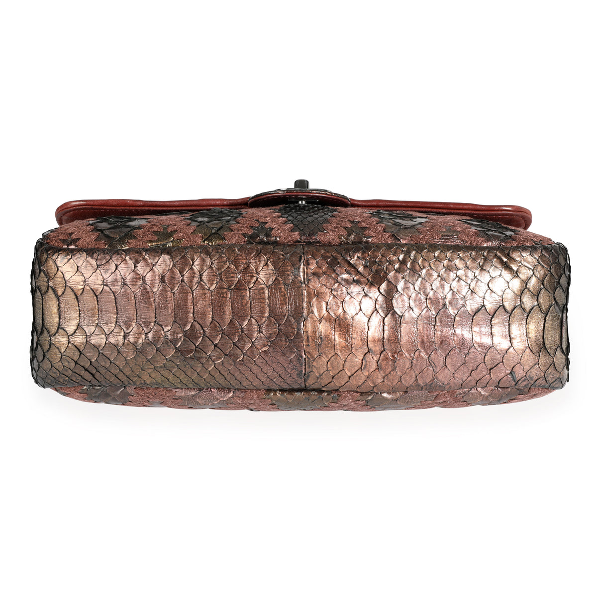 Chanel Bronze Python Crochet Soft & Chain Jumbo Flap Bag