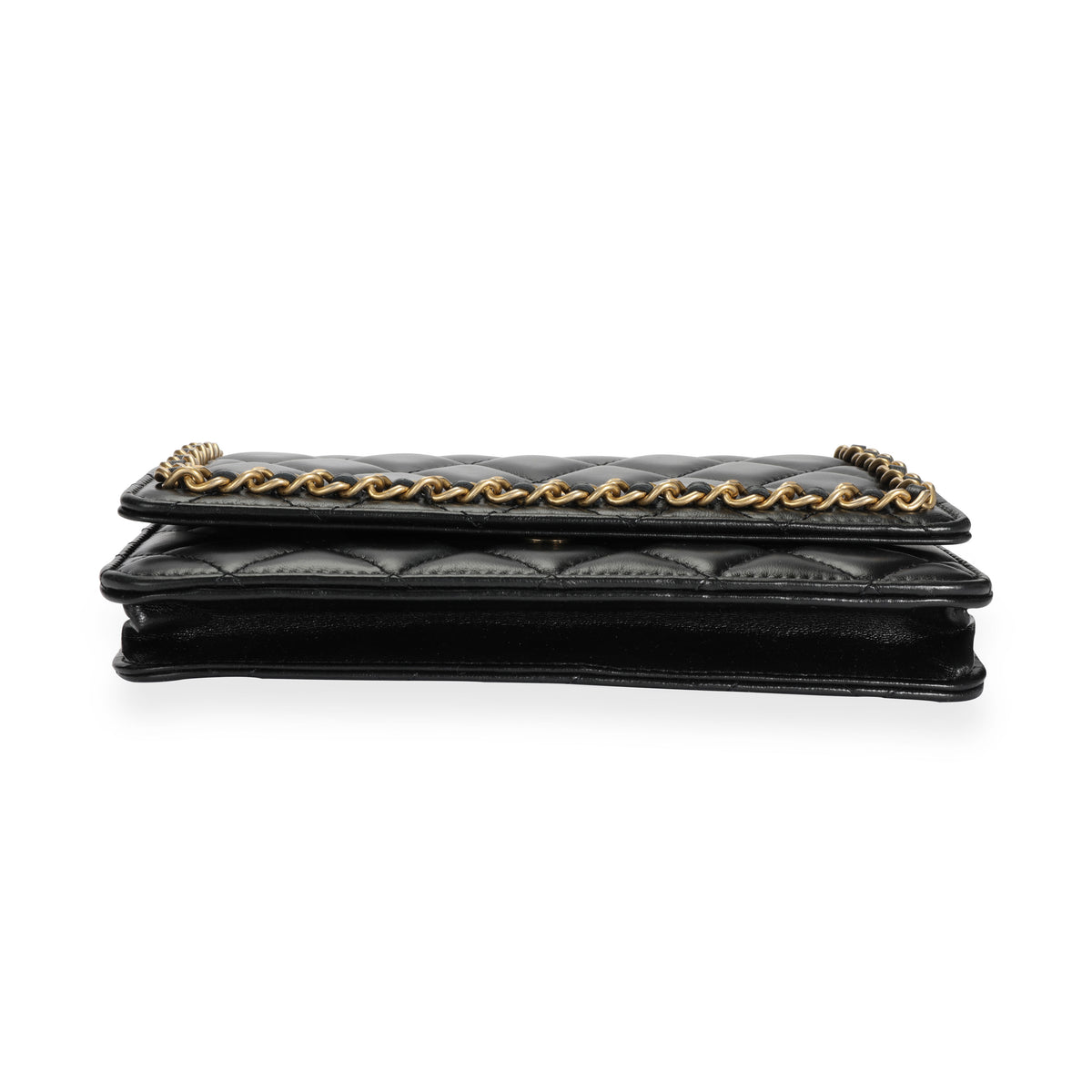Chanel Black Lambskin Quilted Wallet on Chain