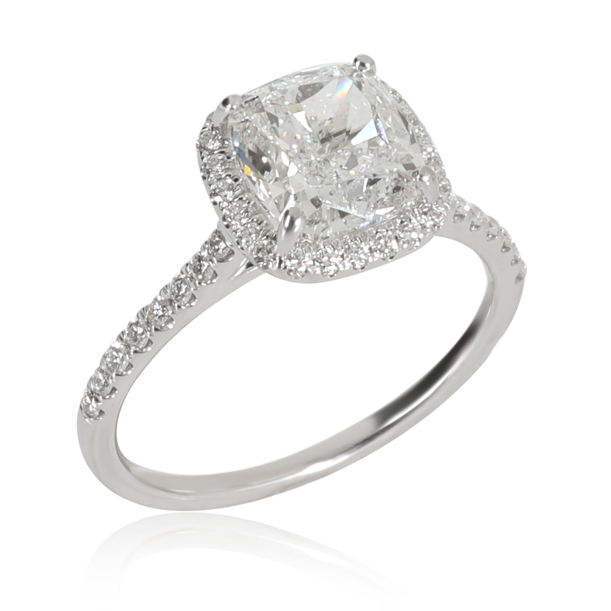 James Allen Cushion Diamond Engagement Ring in 14K White Gold IGI H SI2 2.45 CTW