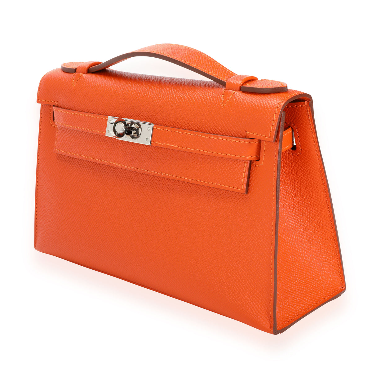 Hermes Gold Brown Swift PHW Kelly Pochette Clutch Bag Handbag