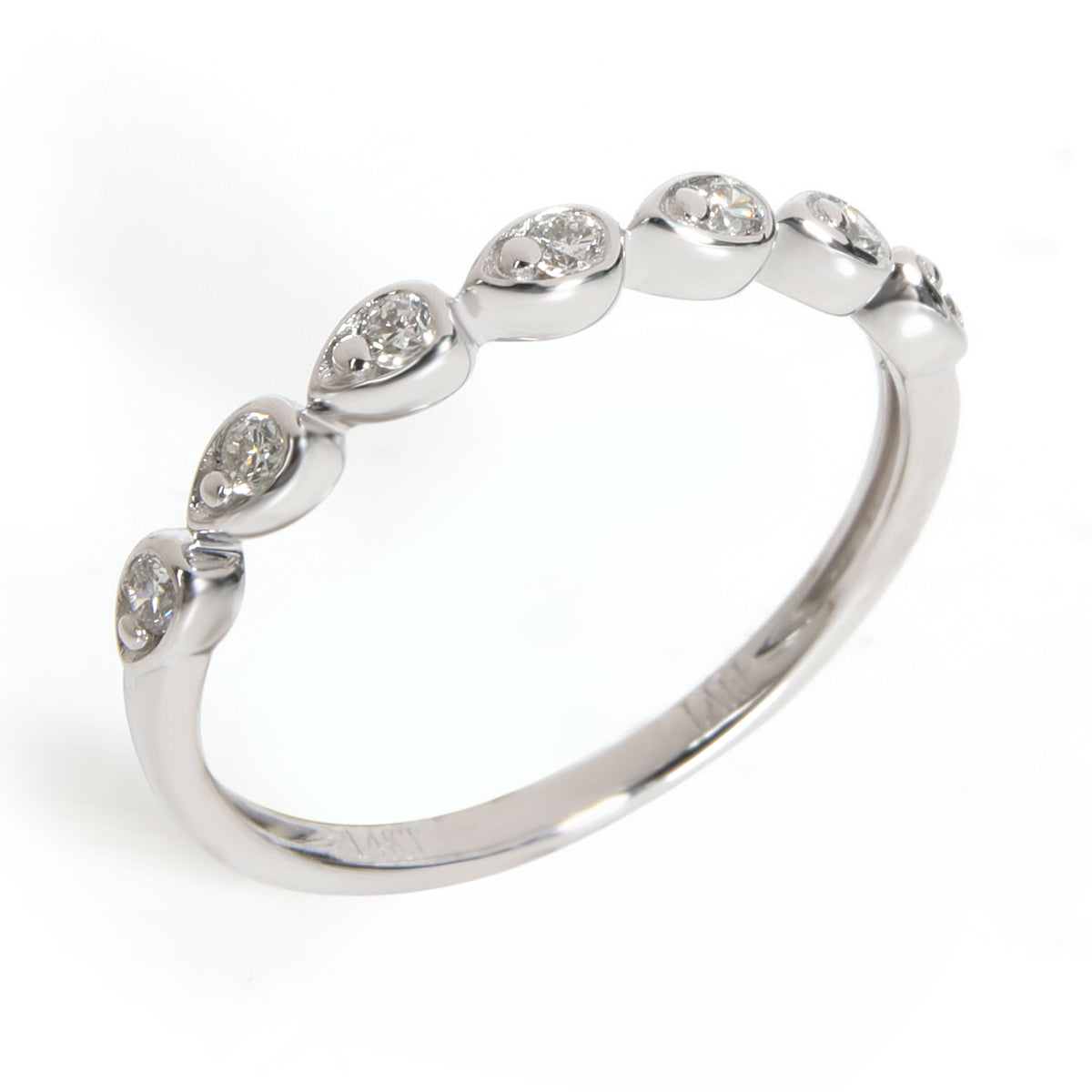 Bezel Set Stackable Diamond Ring in 14KT White Gold 0.17 ctw