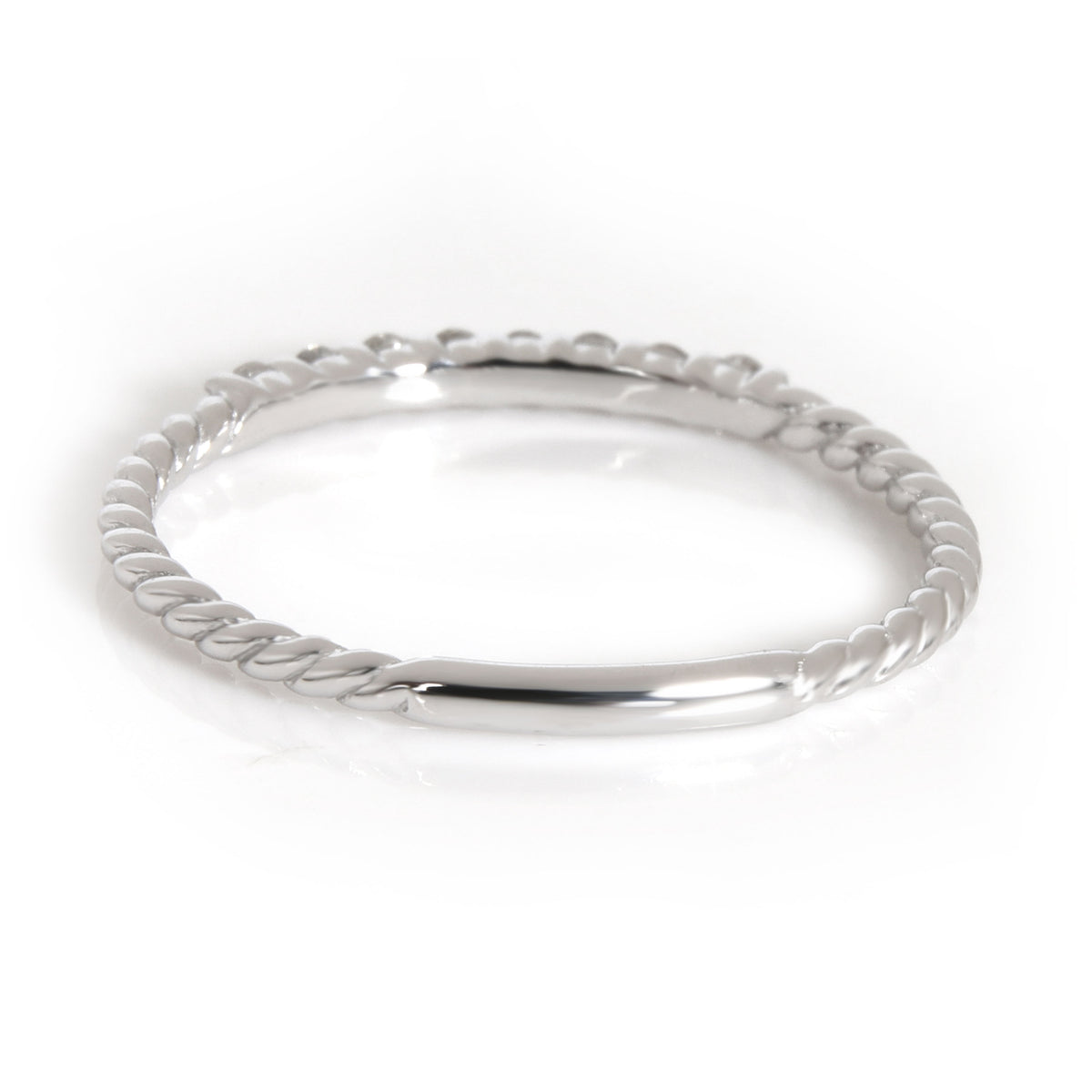 Braided Diamond Wedding Band in 14KT White Gold 0.12 ctw