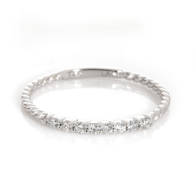 Braided Diamond Wedding Band in 14KT White Gold 0.12 ctw