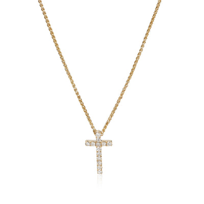 Diamond Cross Pendant Necklace 14K Yellow Gold  0.10 ctw