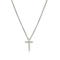 Diamond Cross Pendant Necklace 14K White Gold 0.10 ctw