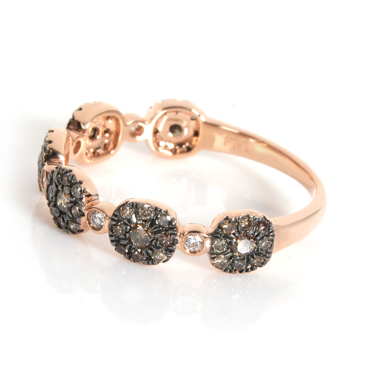 Brown Diamond Cluster Band 14K Rose Gold 0.44CTW