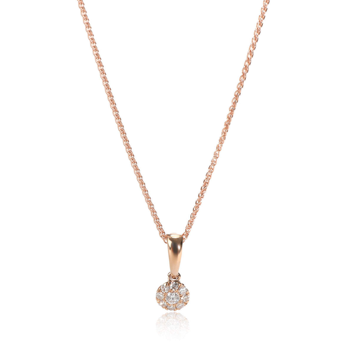 Diamond Cluster Pendant Necklace 14K Rose Gold 0.07 ctw