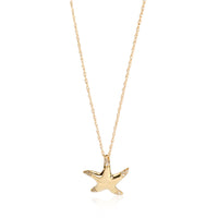 Pave Diamond Starfish Pendant Necklace in 14K Yellow Gold 0.09 ctw