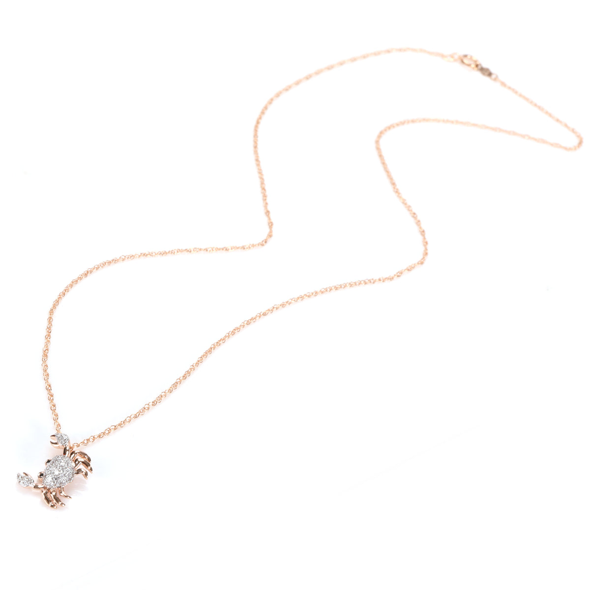 Diamond Crab Pendant Necklace in 14K Rose Gold 0.15ctw