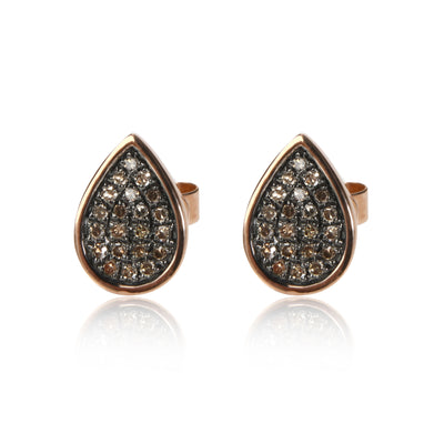 Brown Diamond Tear Drop Stud Earrings 14K Rose Gold 0.16 ctw