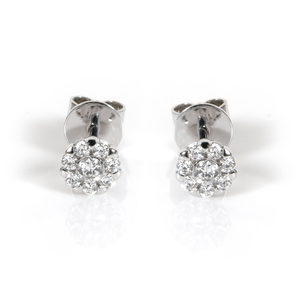 Diamond Cluster Stud Earrings in 14K White Gold 0.22ctw