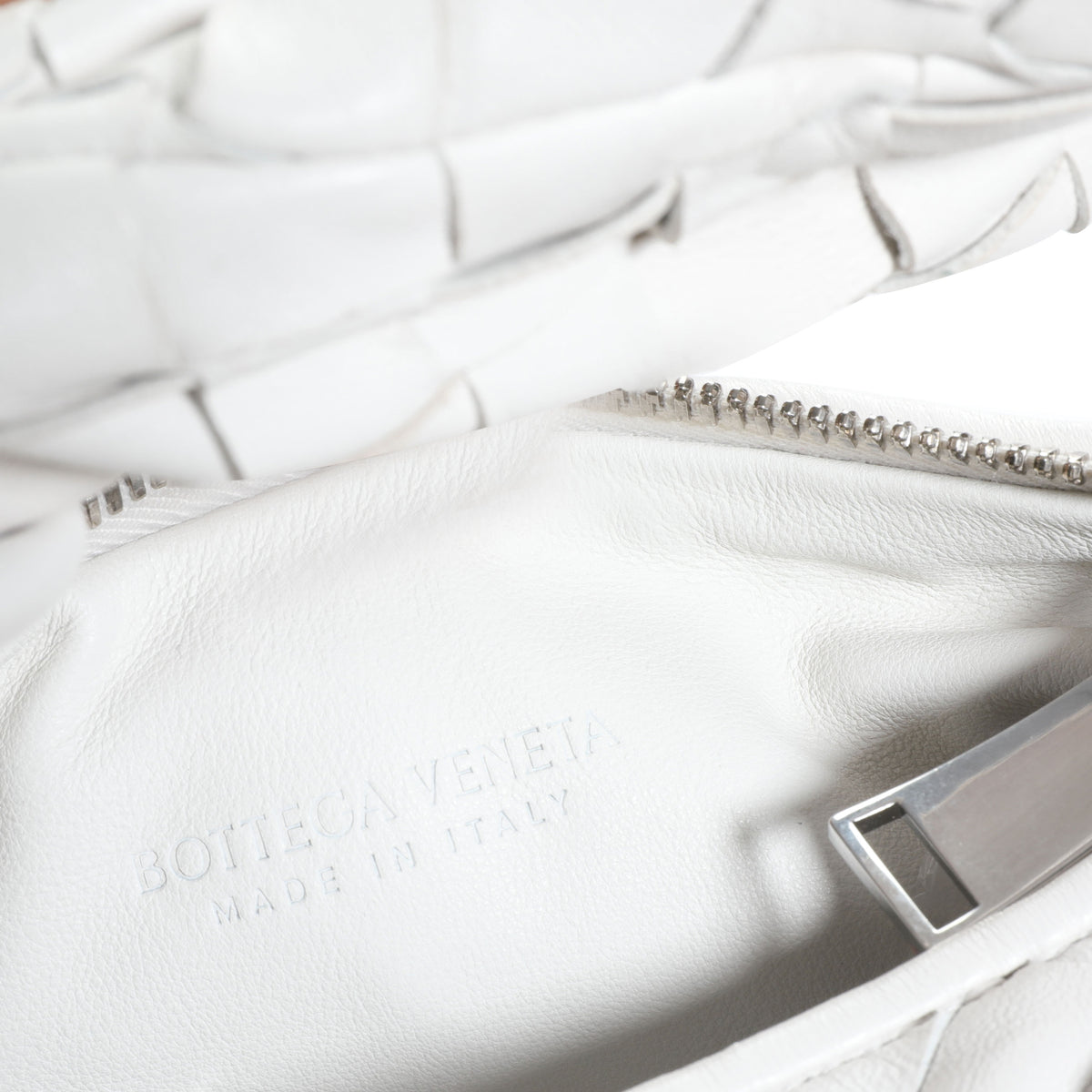 Bottega Veneta Jodie Mini Handle Bag White Intrecciato Leather