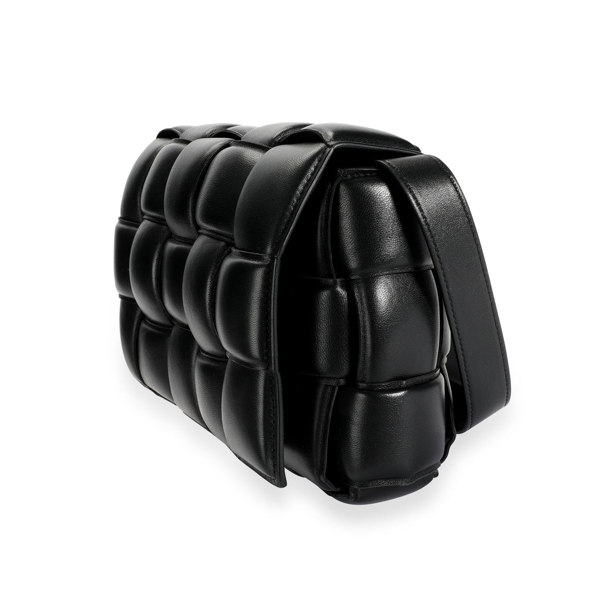Bottega Veneta Black Maxi Intrecciato Leather Padded Cassette Bag