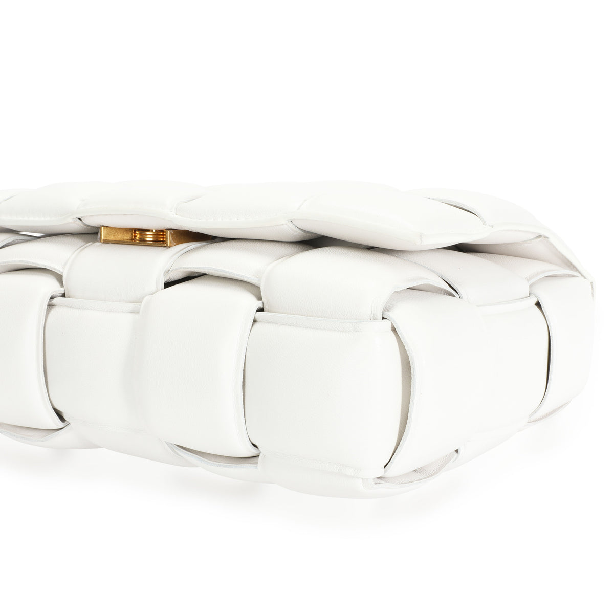 Bottega Veneta White Maxi Intrecciato Leather Chain Cassette Bag