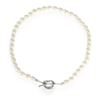 Tiffany & Co. Elsa Peretti Pearl Necklace with Heart Toggle in Sterling Silver