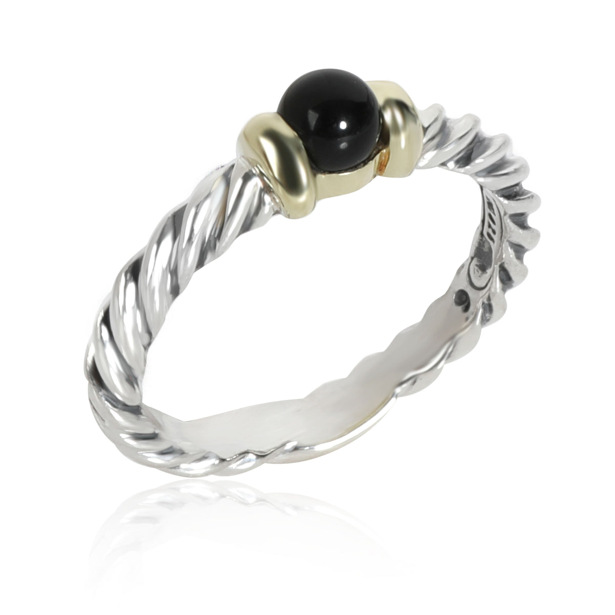 David Yurman Cable Onyx Fashion Ring in  Sterling Silver Black