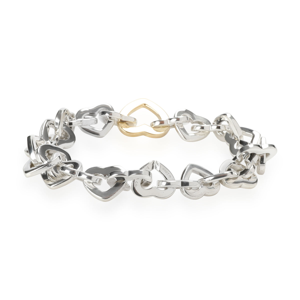 Tiffany & Co. Interlocking Hearts Bracelet in 18K Yellow Gold/Sterling Silver