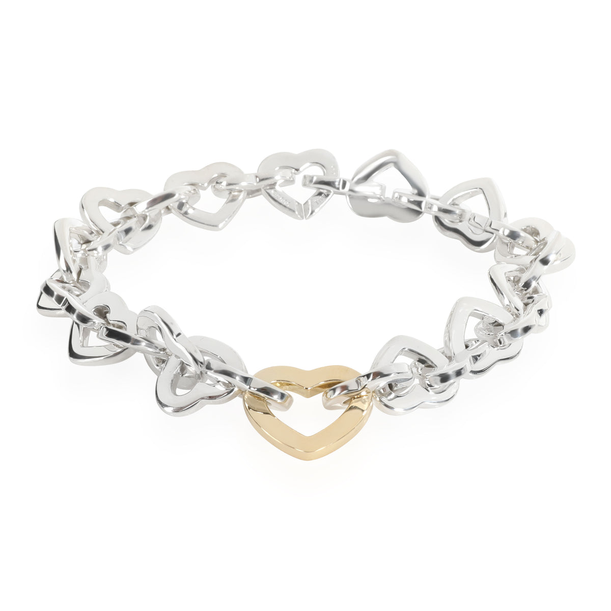 Tiffany & Co. Interlocking Hearts Bracelet in 18K Yellow Gold/Sterling Silver